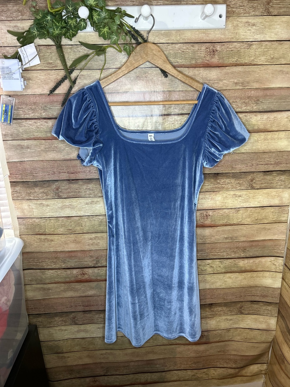 B.P. Puff Sleeve Velvet Mini Blue Dress Women’s Size Medium